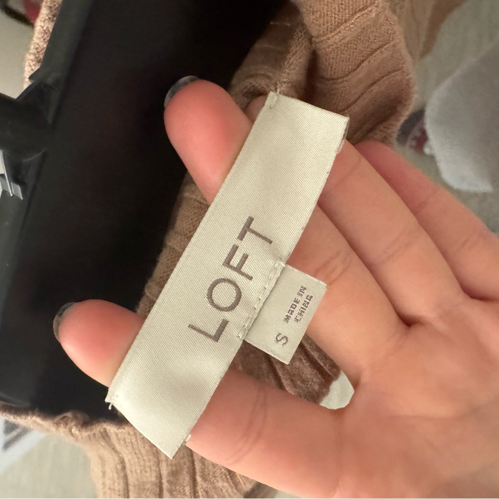 Ribbed Tan Mock Neck Sweater - Picture 2 of 2